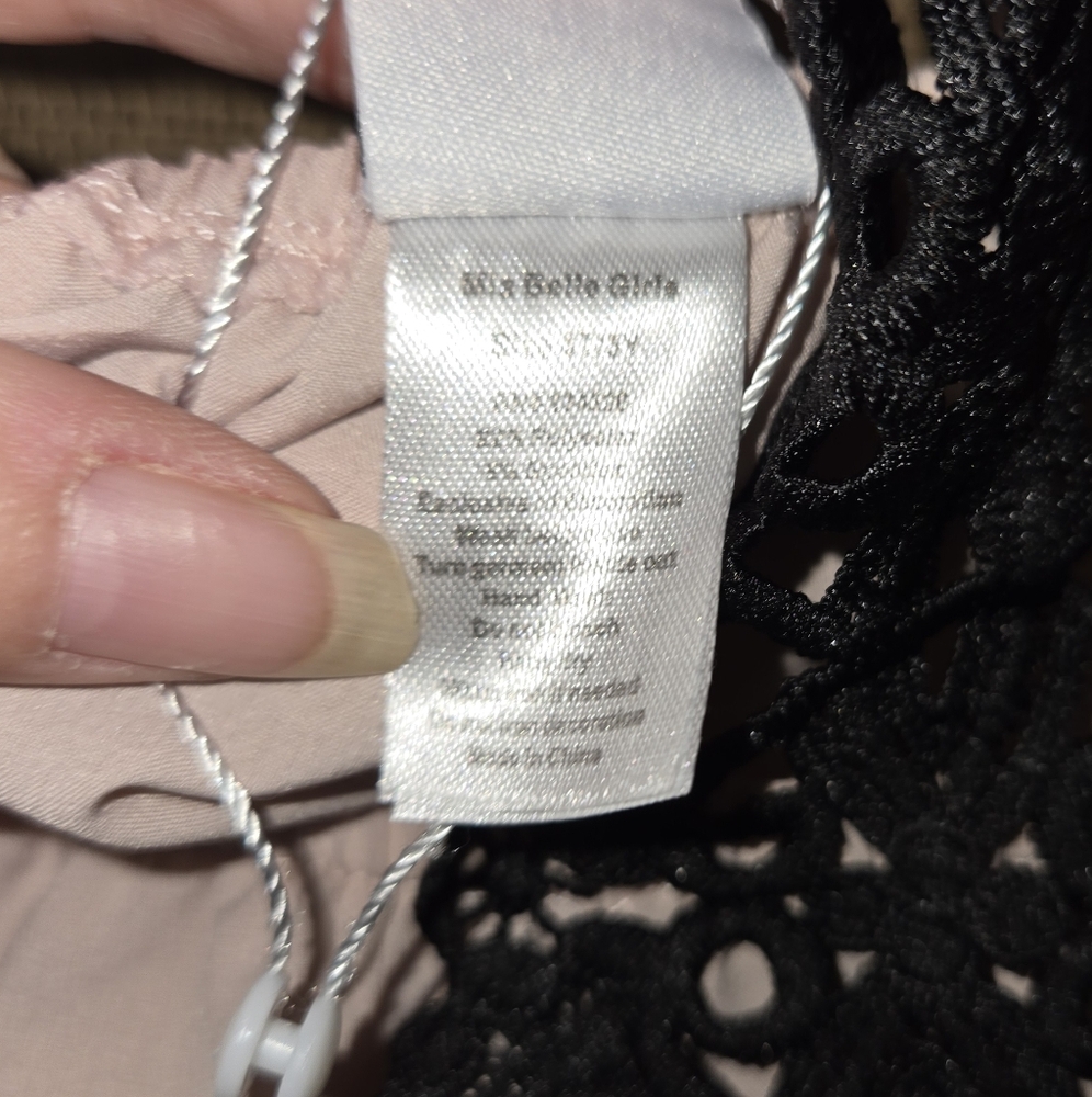 Women's Women's Mia Belle Girls Top Pink  with Black Lace Halter Size Small - Picture 6 of 8